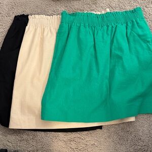 Green, Black and Cream Elastic Waist Skirts. Set of 3